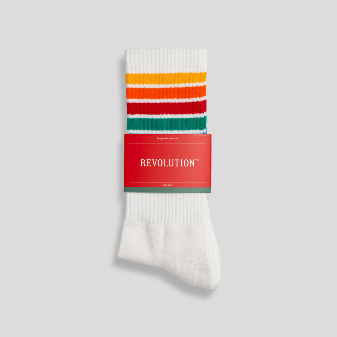 Jaquard Crew Sock - white