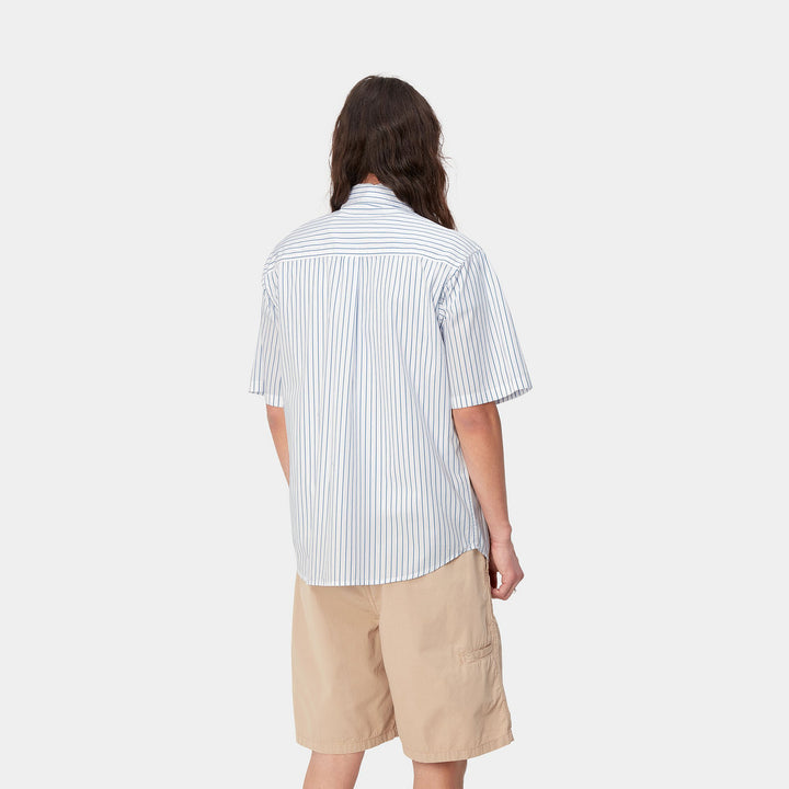 Linus Shirt 100 % Cotton Linus Stripe, Bleach / White -