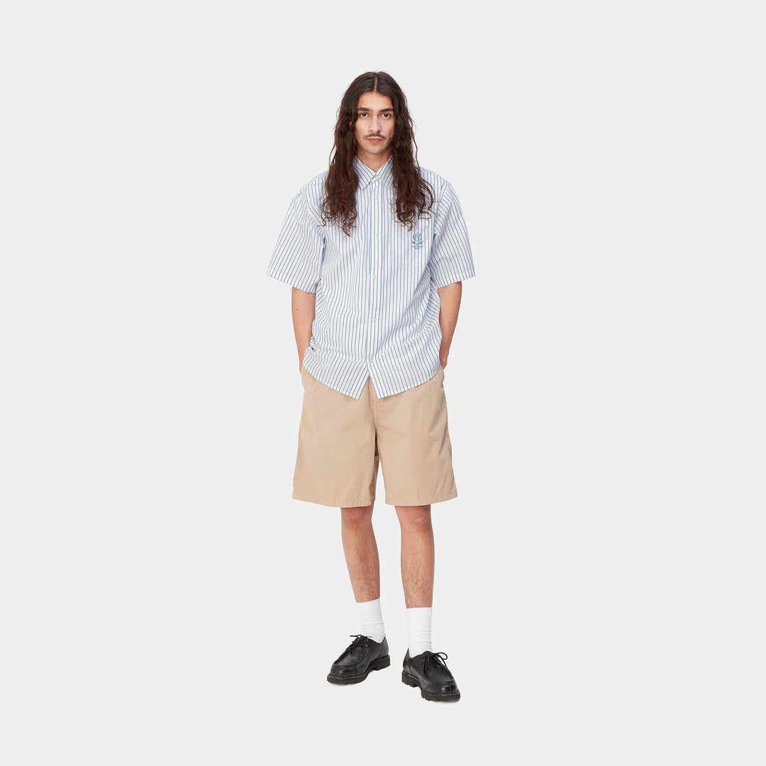 Linus Shirt 100 % Cotton Linus Stripe, Bleach / White -