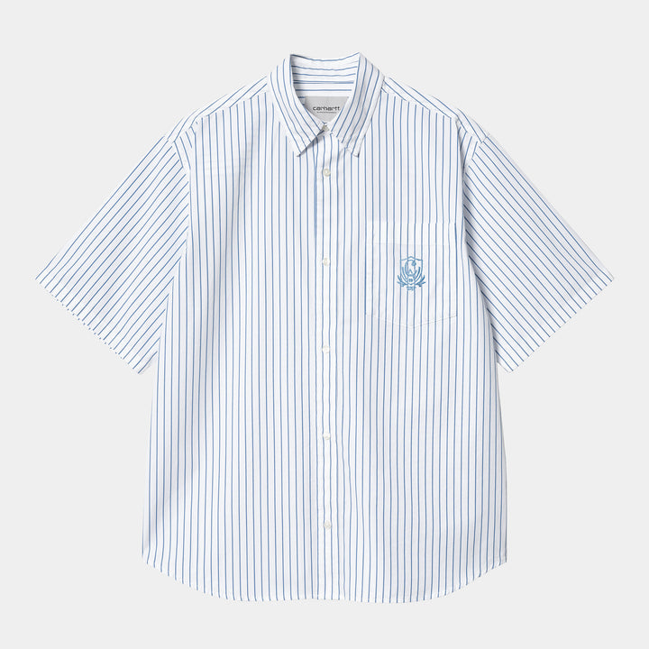 Linus Shirt 100 % Cotton Linus Stripe, Bleach / White -