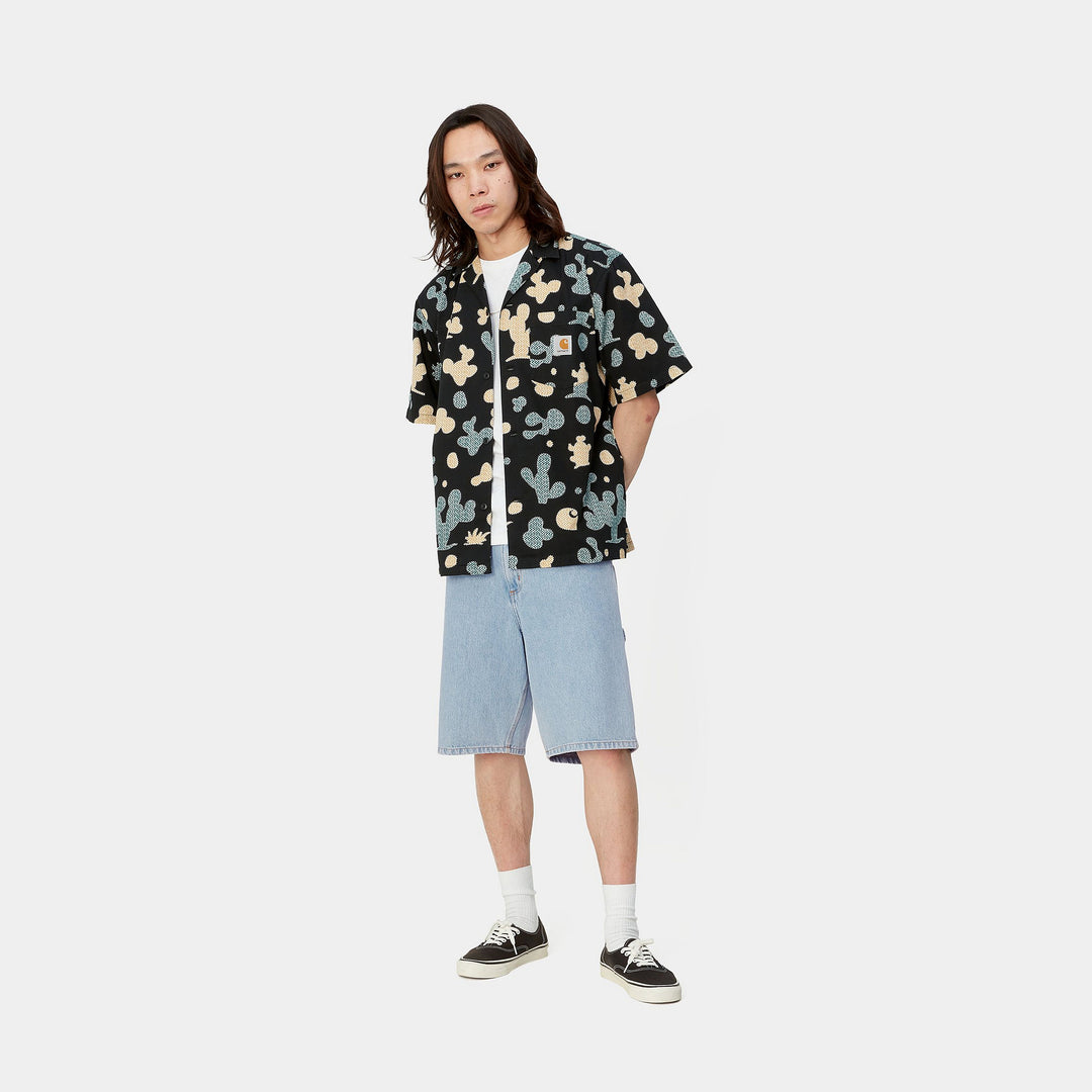Single Knee Short 100 % Cotton Blue heavy stone bleached