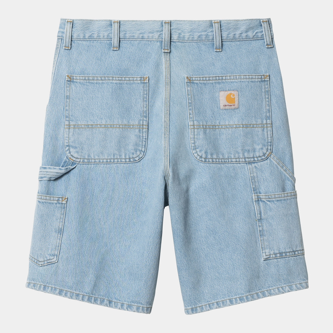 Single Knee Short 100 % Cotton Blue heavy stone bleached