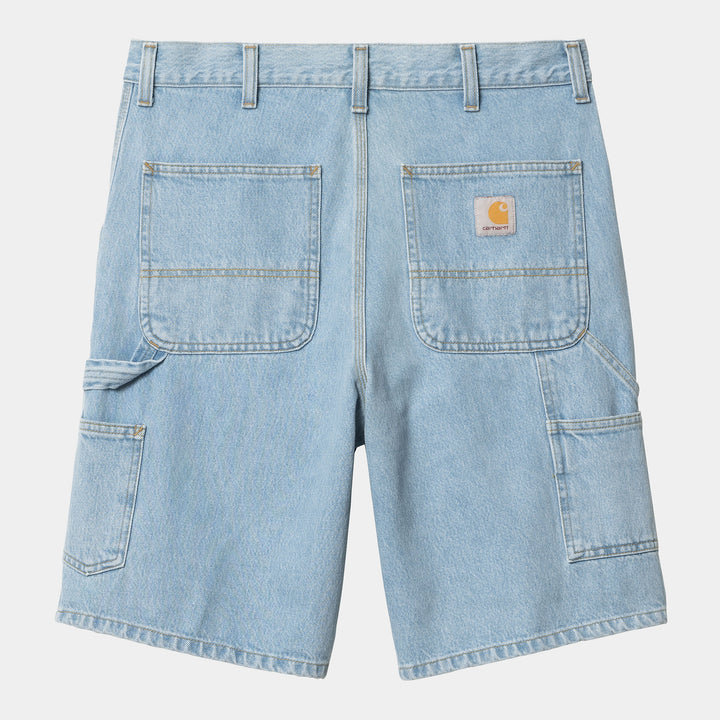 Single Knee Short 100 % Cotton Blue heavy stone bleached