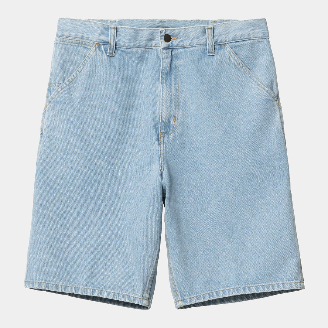 Single Knee Short 100 % Cotton Blue heavy stone bleached