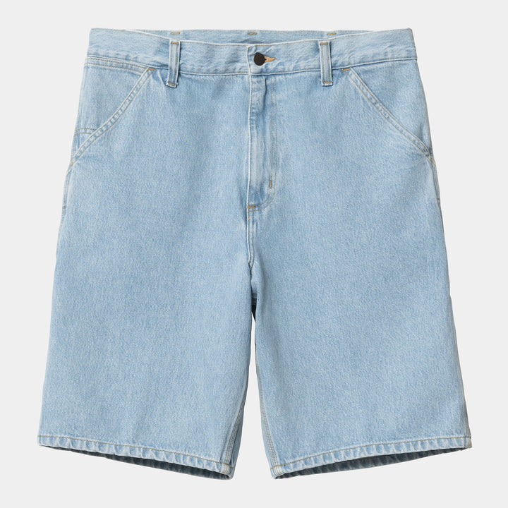 Single Knee Short 100 % Cotton Blue heavy stone bleached
