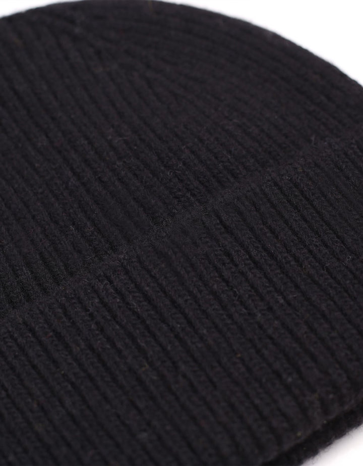 Merino Wool Beanie - Deep Black
