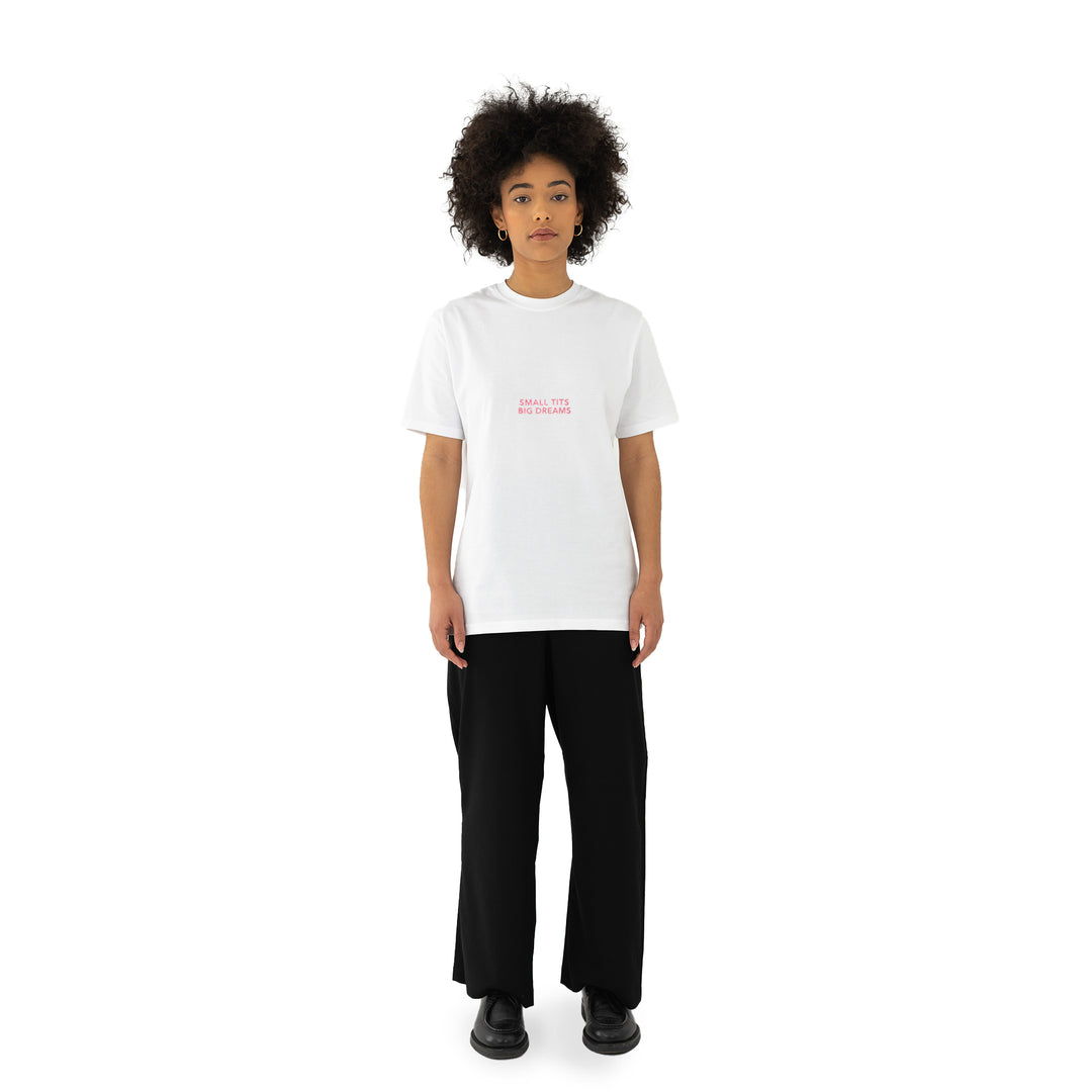 T-Shirt "small tits big dreams" - white